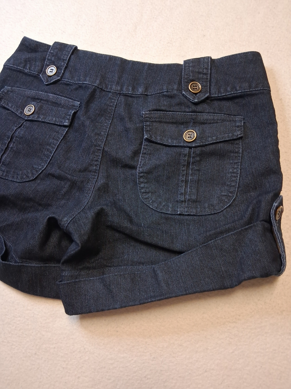 Boom Boom Jeans Navy Rolled Cuff Women's Denim Shorts - Picture 6 of 6